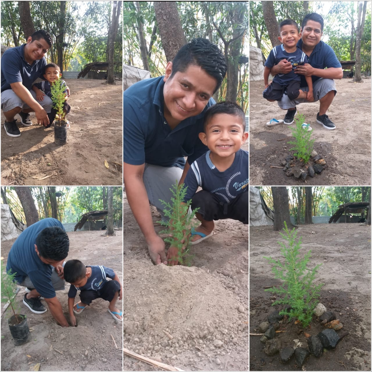 Adan and Son planting a tree