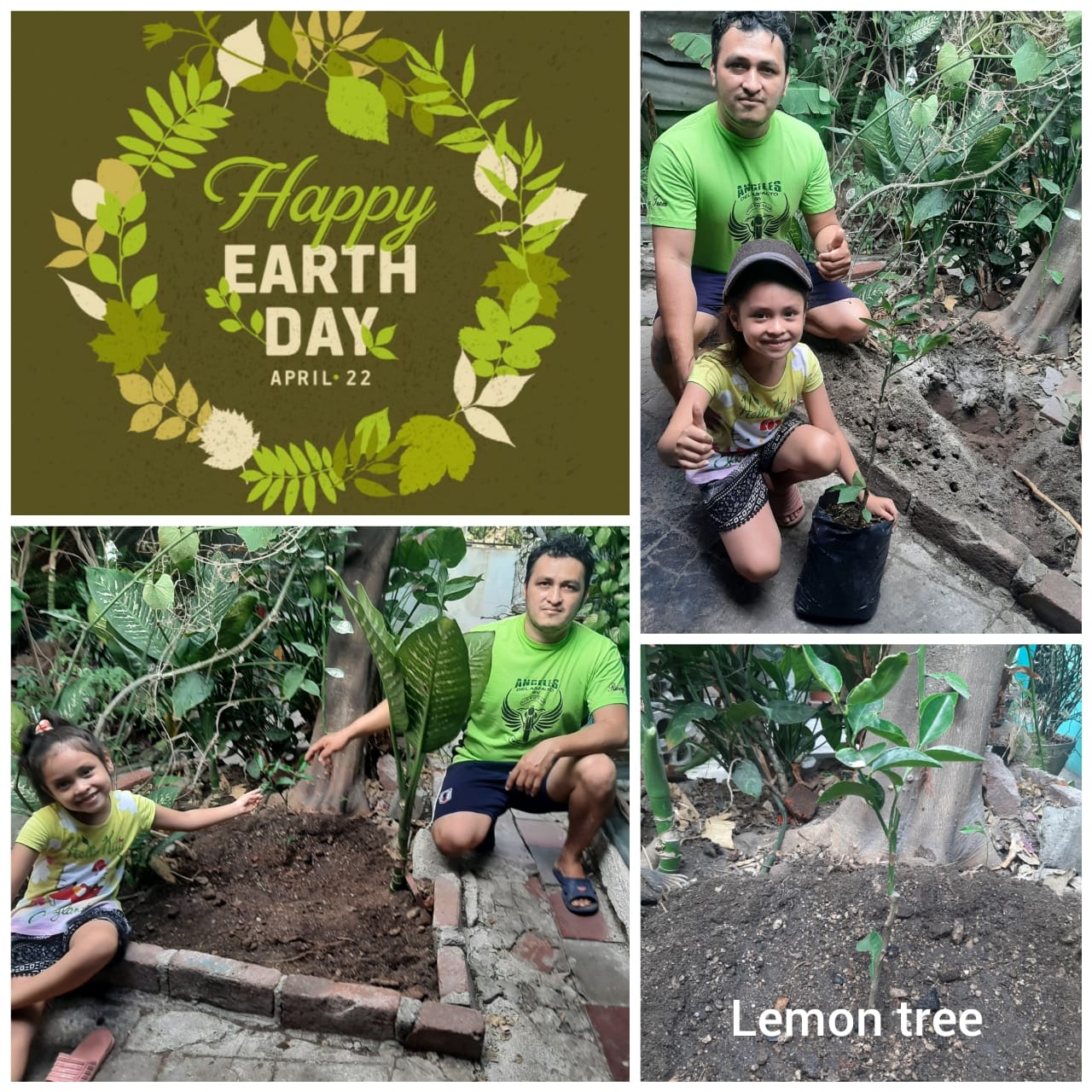 Carmelo and Daughter planting a tree