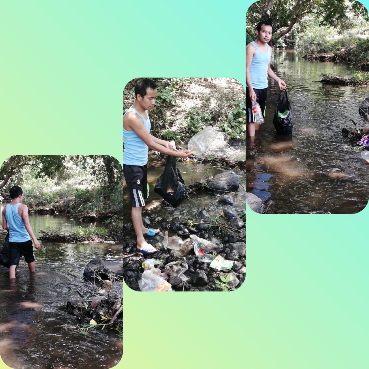 Ever picking up trash in local river