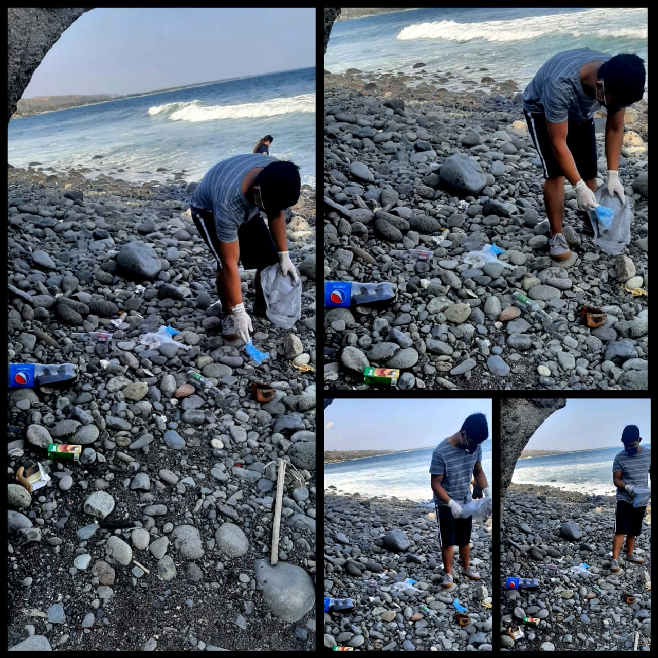 Manuel Cleaning up trash from nearby river