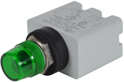 16mm Indicating Light with Grey Housing and Green Lens