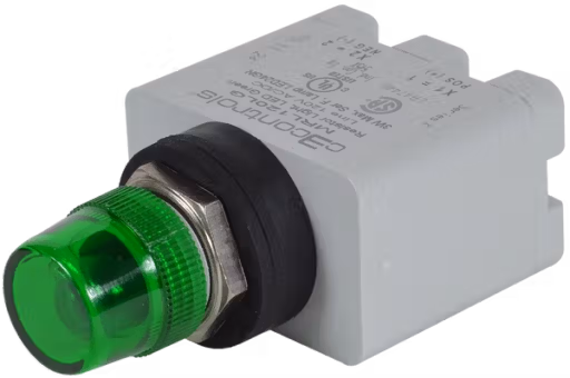 16mm Indicating Light with Grey Housing and Green Lens