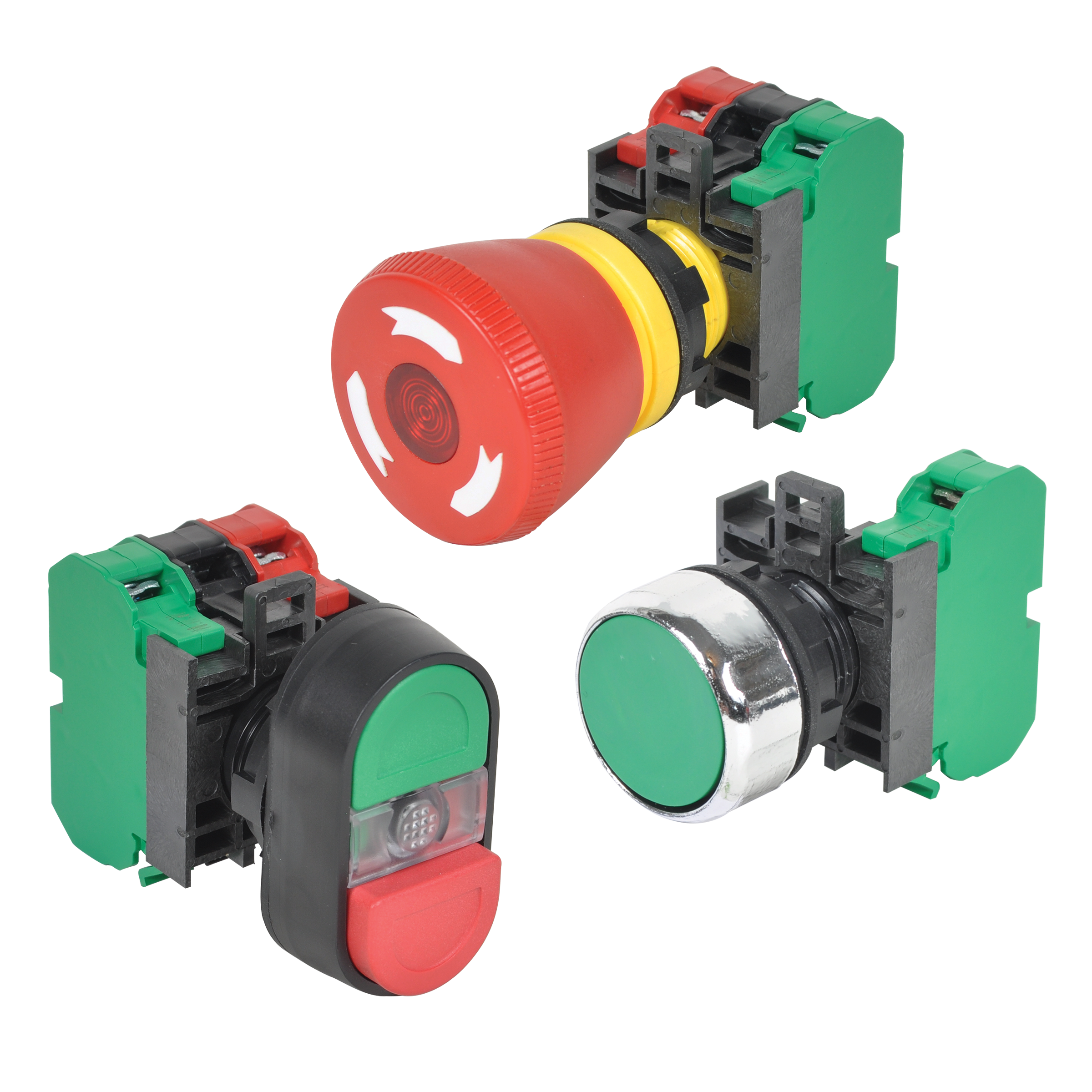 22mm IEC Push Buttons Pilot Devices with Snap-on Contact Blocks