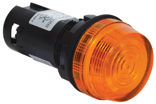 22mm IEC Unibody Pilot Light (Relampable) with Amber Extended Lens