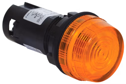 22mm IEC Unibody Pilot Light (Relampable) with Amber Extended Lens