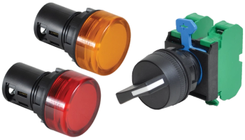 Interruptor selector y luces piloto IEC Unibody de 22 mm