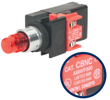 22mm NEMA Momentary Illuminated Push Button with Red Extended Lens and Normally Closed Contact Block