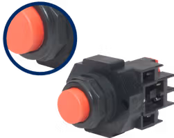 Botón pulsador momentáneo no iluminado de 30 mm con bloque de contactos sellado de fábrica