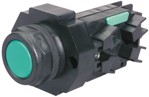 30mm Momentary Non-Illuminated Push Button with Green Flush Cap and Hermetically Sealed Contact