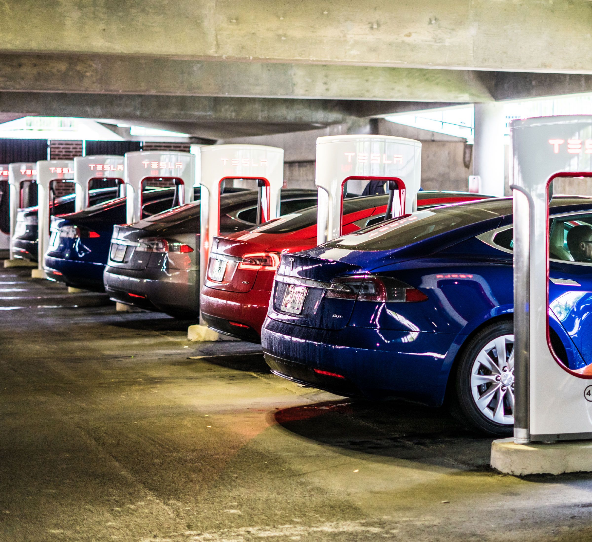 Electric Vehicles at a super charging station