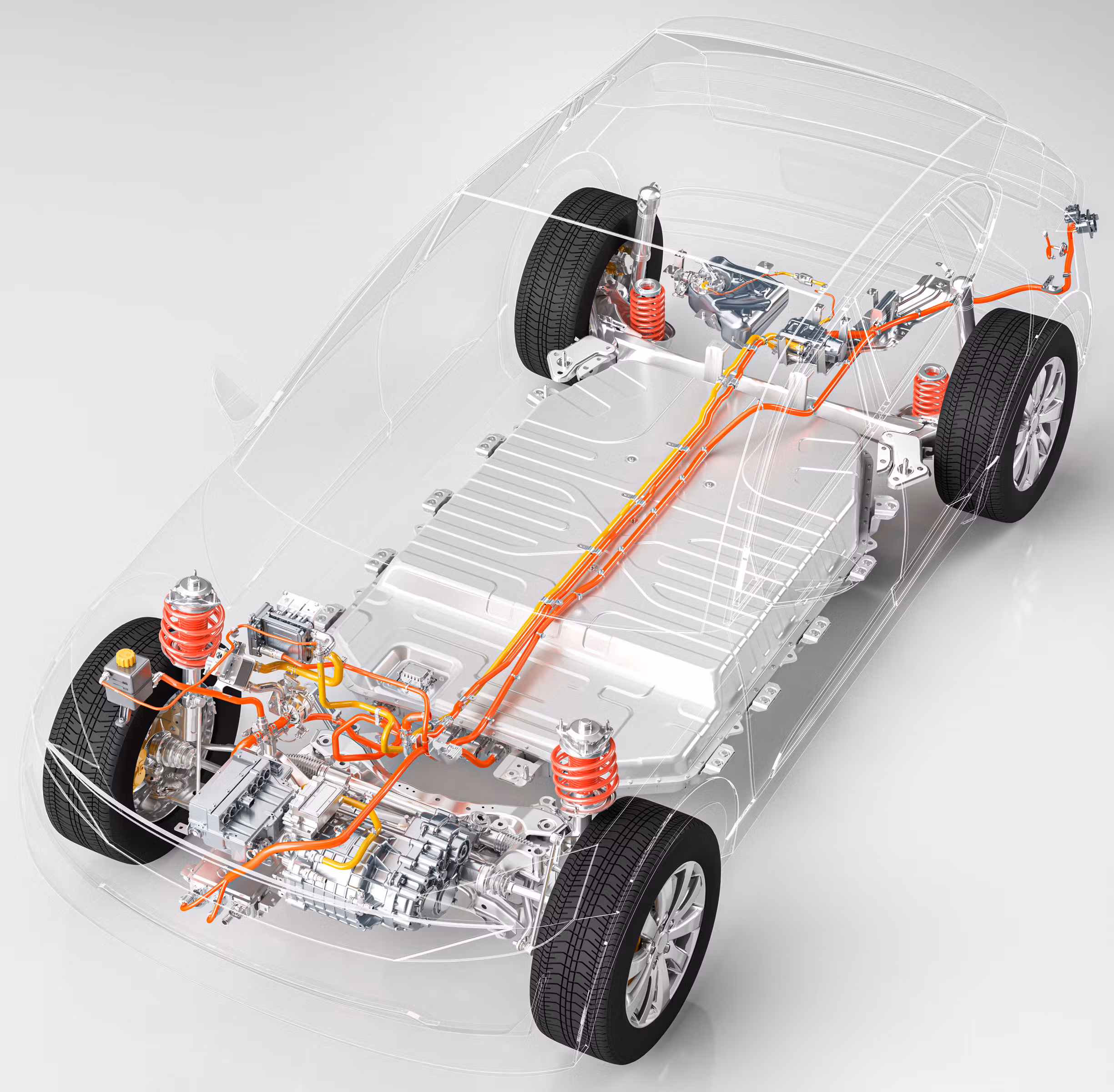 Electric Car Chassis with Vehicle Battery