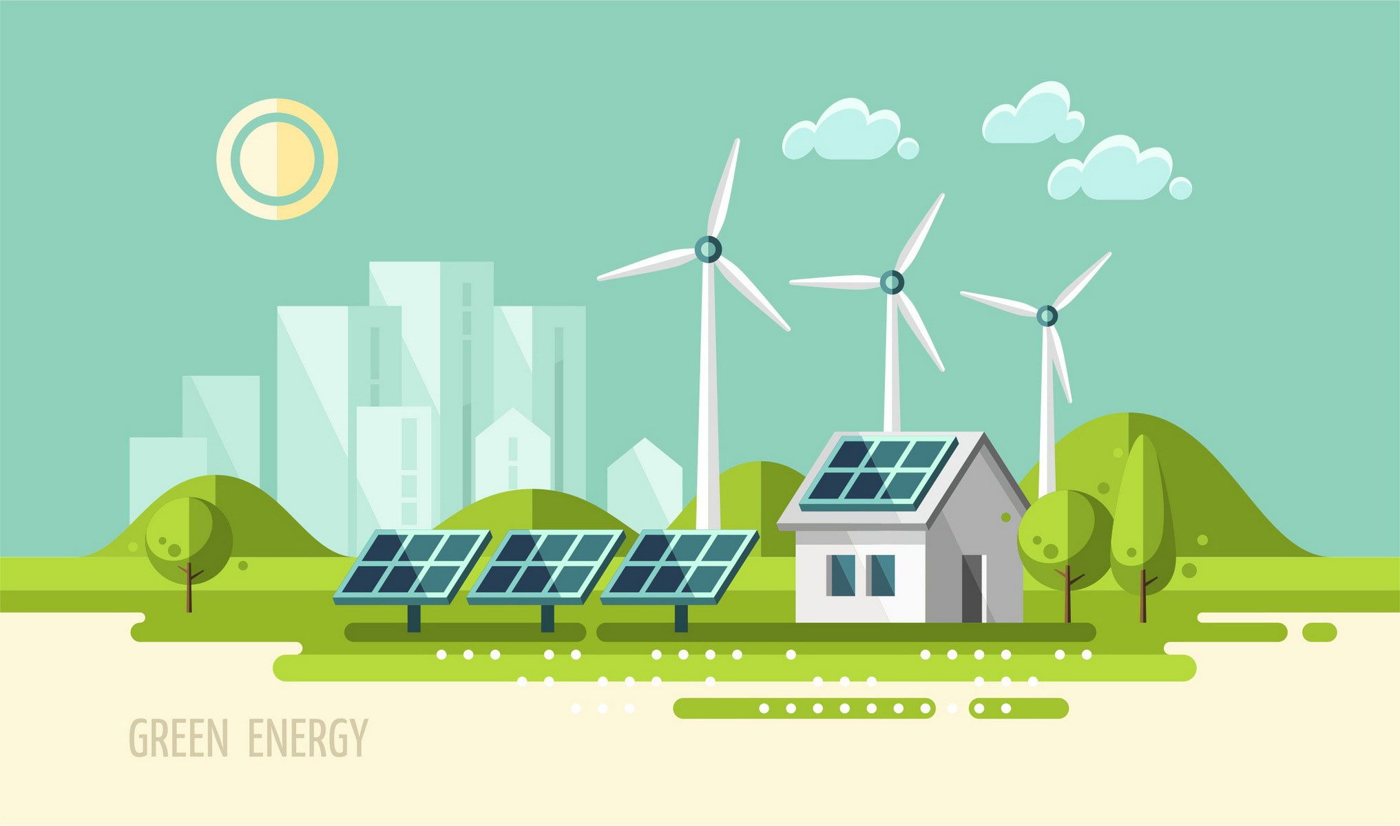 Green energy urban landscape