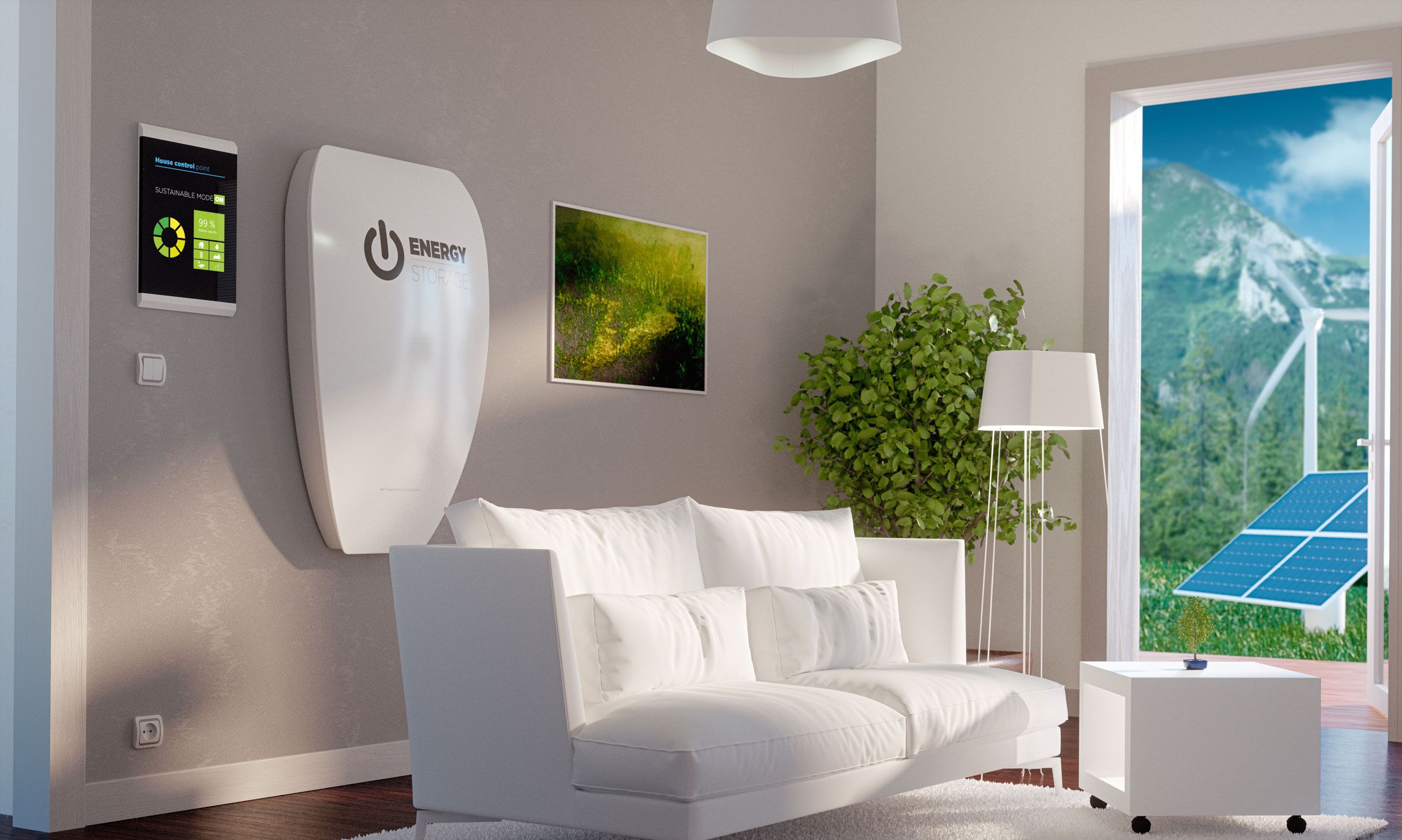 Modern house with independent energy storage battery system