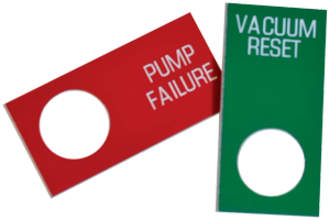 Placas de inscripción para utilizar con luces piloto de 16mm o de 13mm