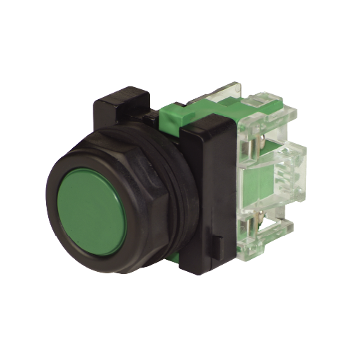 30mm Push Button, Non-Illuminated, Momentary, IP20 Guard (PN: PBO-FCGN-NO-IP20)