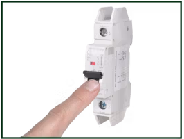 UL 489 Branch Circuit Breaker in the ON position