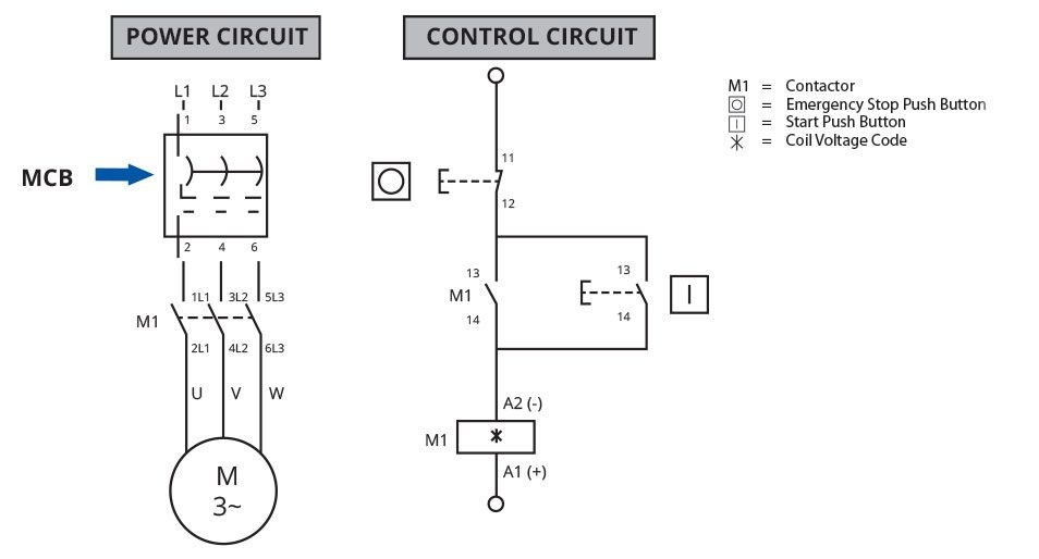 Motor actuator power control circuit using a contactor
