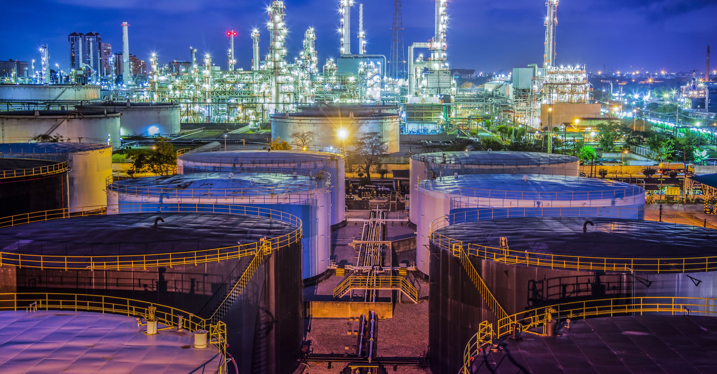 Oil Refinery with Oil Storage Tanks