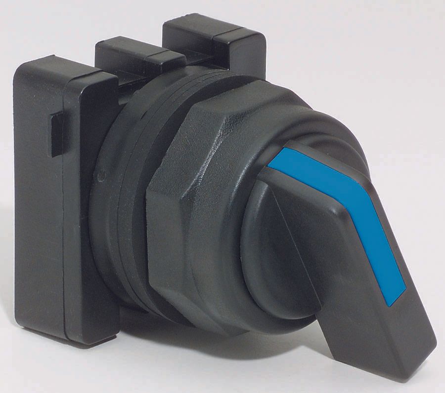 Black industrial rotary selector switch designed for control panel mounting